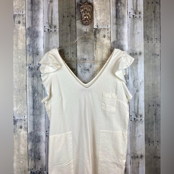 Free People Beach Ruffle Sleeve Oversized Maxi Dress in Cream Size Large. - Picture 3 of 11